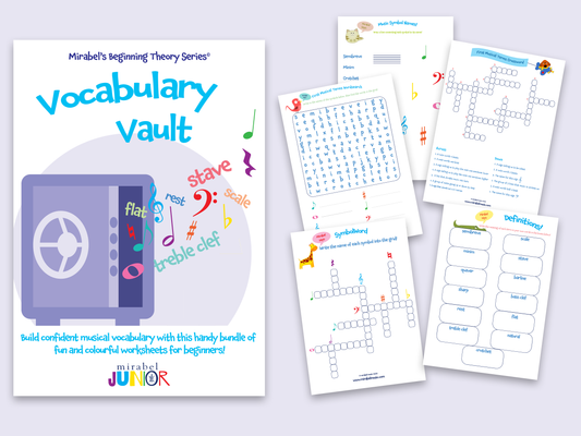 Vocabulary Vault: Musical Symbols and Terms Worksheets Bundle for Very Young Beginners
